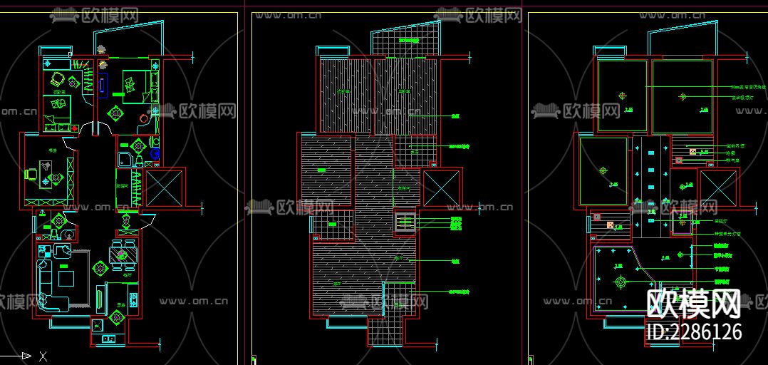 住宅家装设计cad施工图下载（渲染图2）