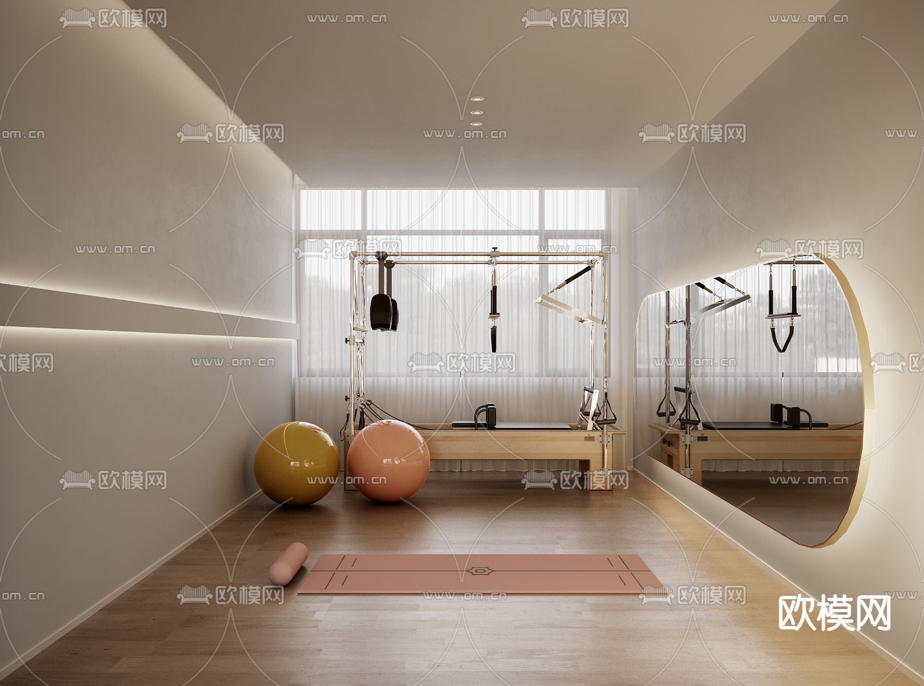 现代健身房 瑜伽室 休息室3d模型下载（渲染图2）