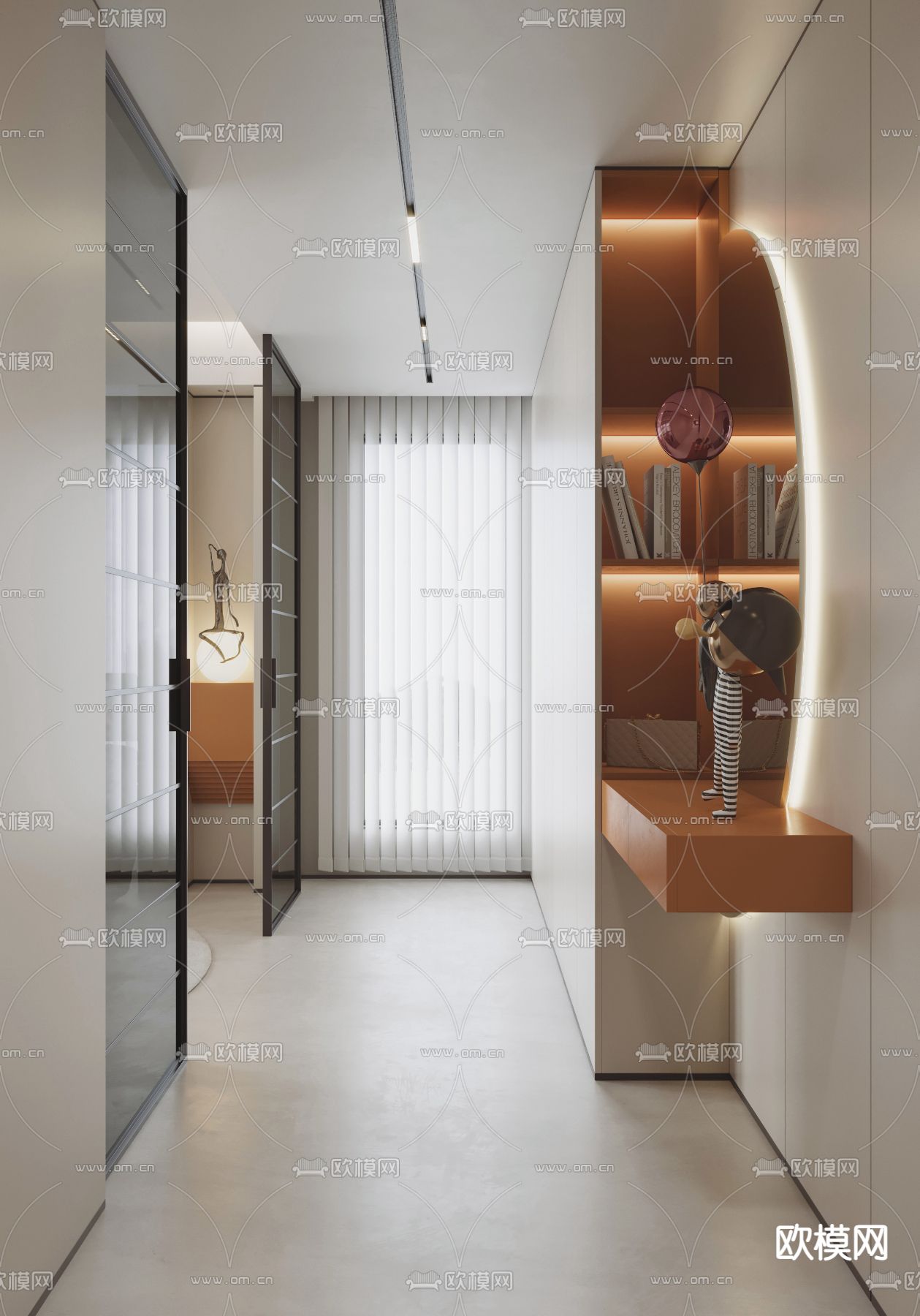 现代大平层客餐厅3d模型下载（渲染图6）