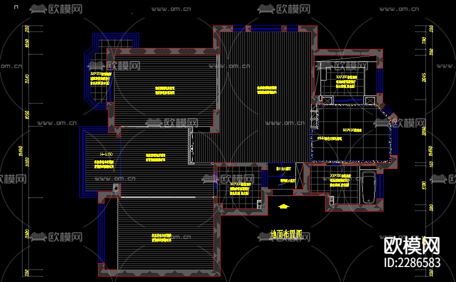 三室二厅两卫cad施工图下载（渲染图5）