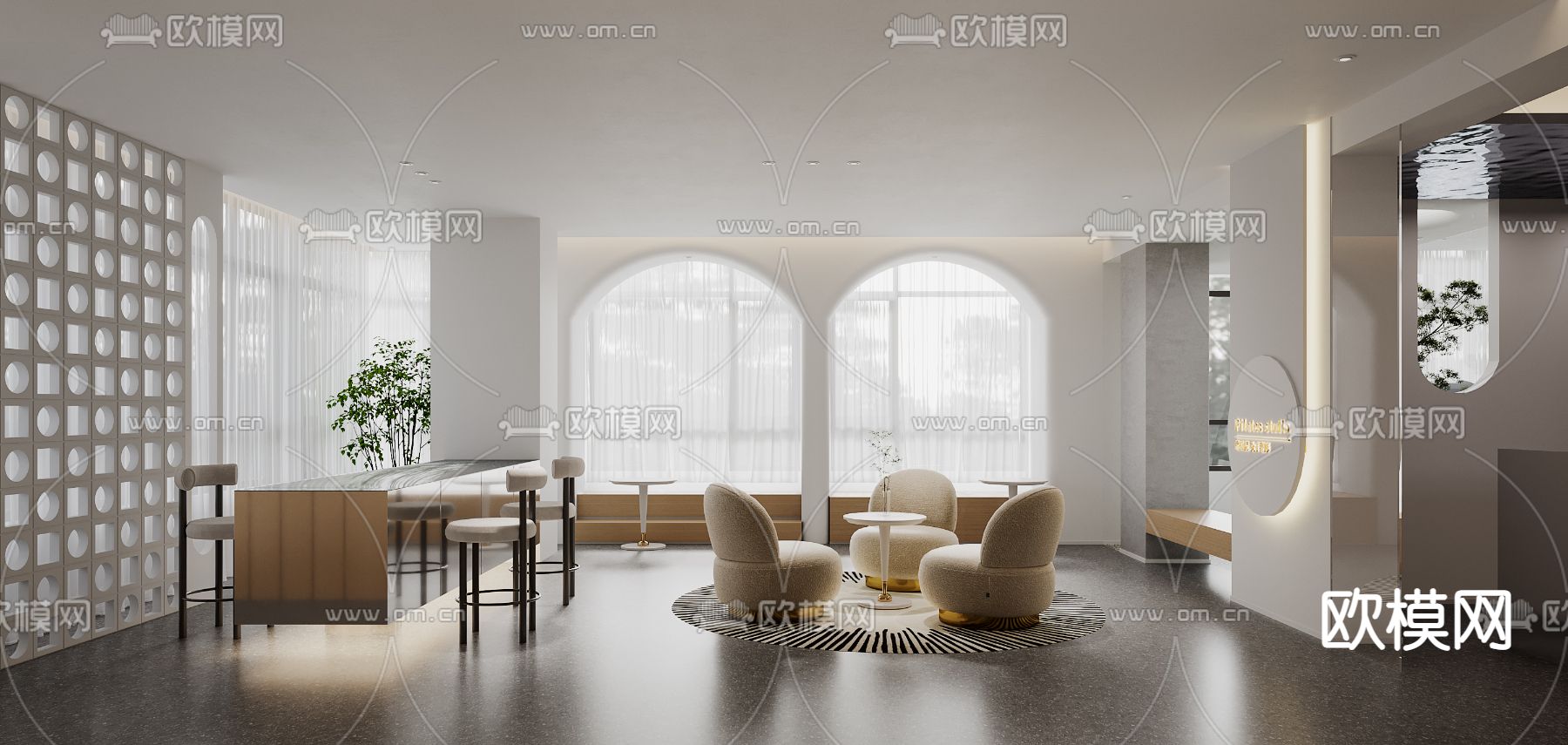 现代健身房 瑜伽室 休息室3d模型下载（渲染图3）