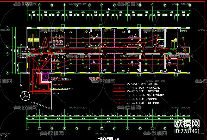 宾馆电气CAD施工图下载（渲染图3）