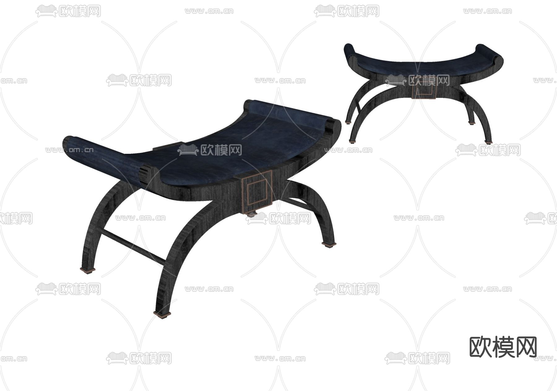 新中式凳子 蝴蝶凳su模型下载（渲染图2）