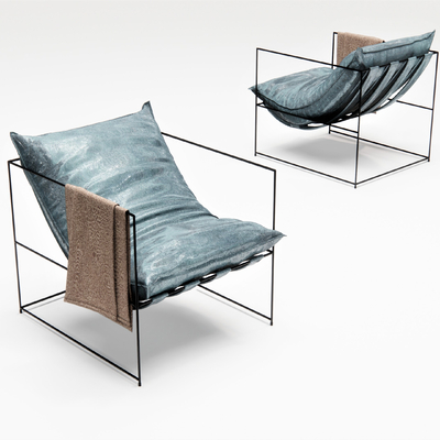  北欧铁艺休闲躺椅su模型 