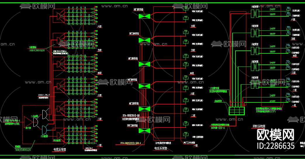 学生公寓楼电气设计cad施工图下载（渲染图2）