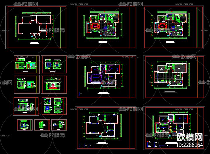 住宅整装cad施工图下载（渲染图1）