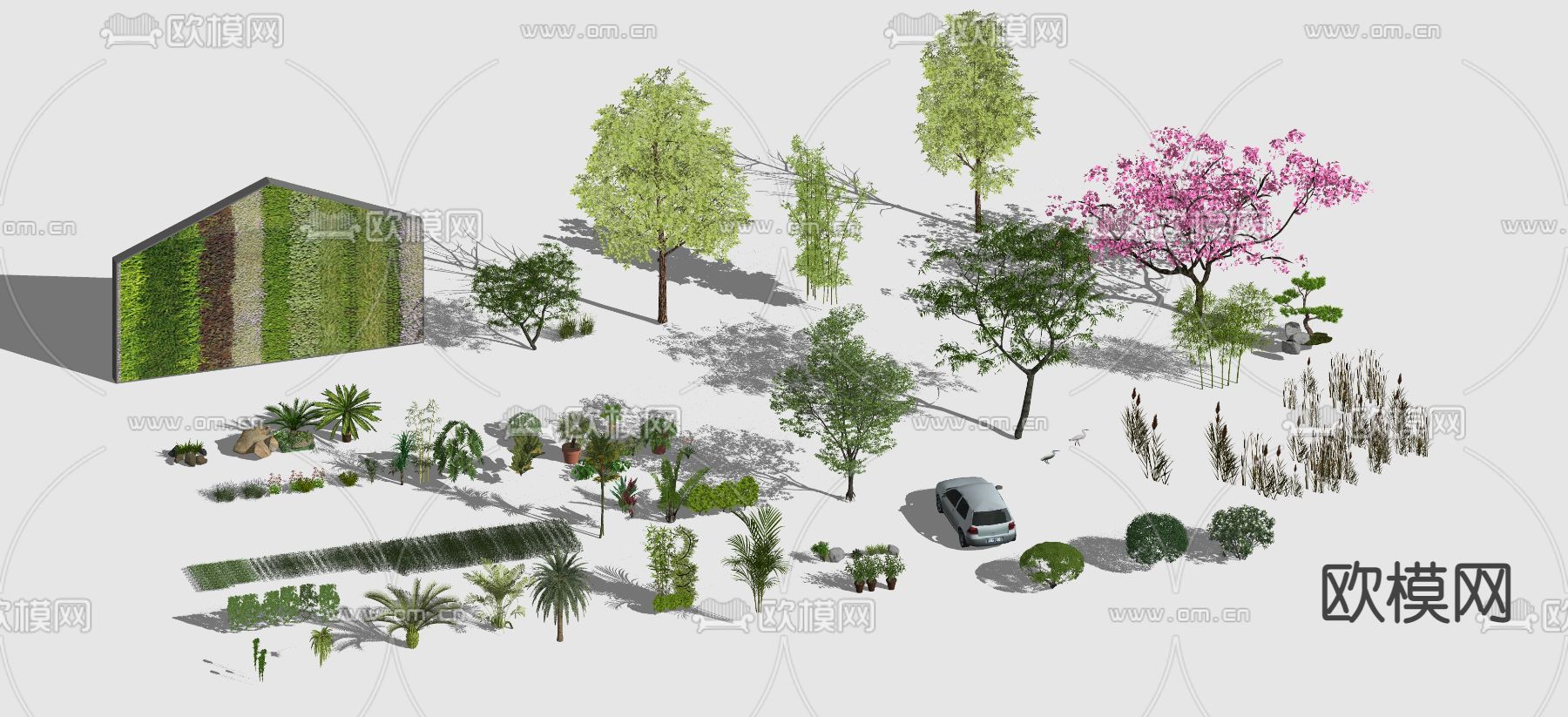 植物墙 景观树 乔木 大树su模型下载