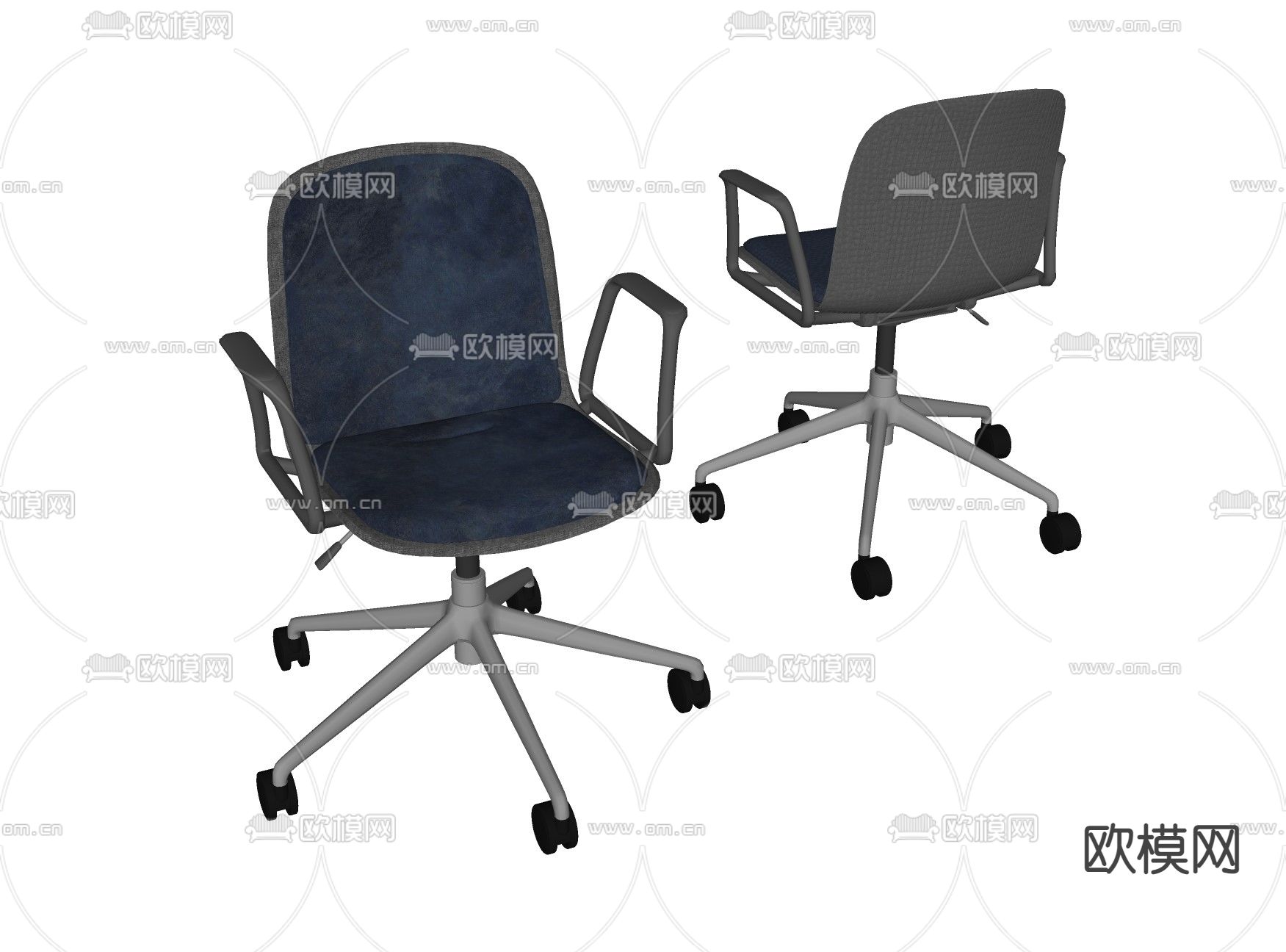 北欧滚轮扶手办公椅su模型下载（渲染图2）