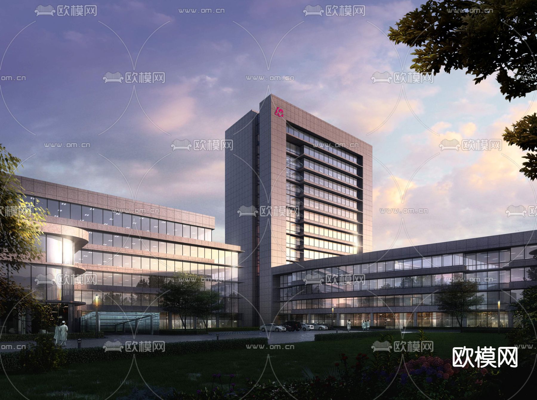 现代医院建筑外观psd下载