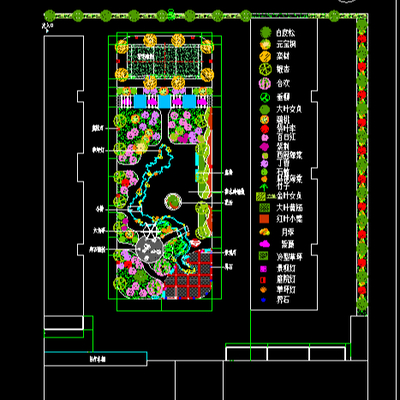  某公司庭院景观绿化设计cad施工图 