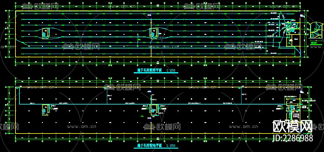车库电气全套CAD施工图下载（渲染图2）