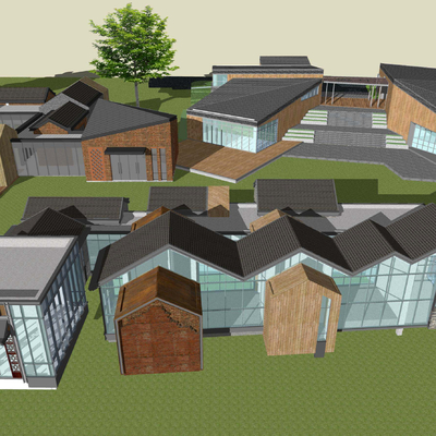  现代博物馆 展览馆 美术馆su模型 