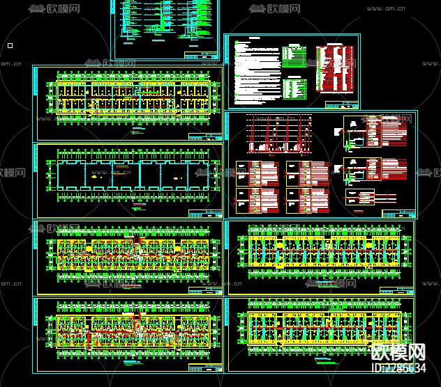 大学六层学生公寓全套电设计cad施工图下载（渲染图1）