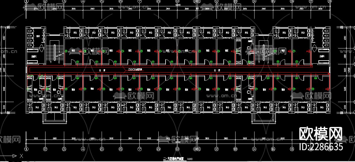 学生公寓楼电气设计cad施工图下载（渲染图5）