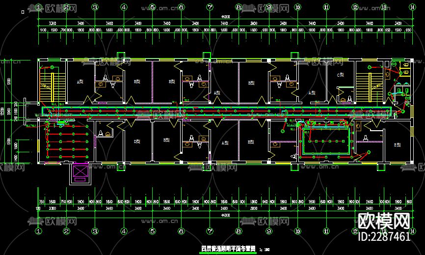 宾馆电气CAD施工图下载（渲染图5）