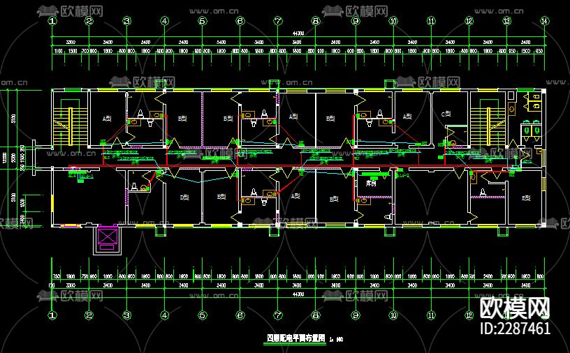 宾馆电气CAD施工图下载（渲染图6）