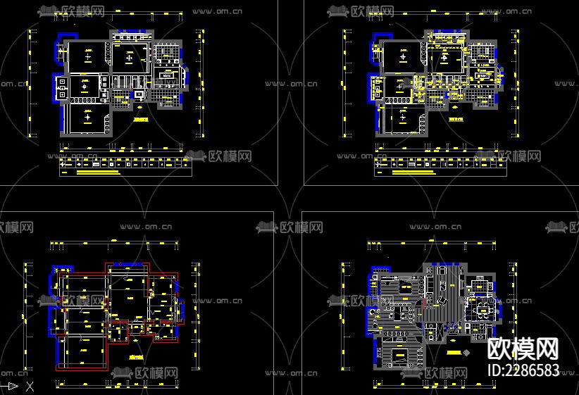 三室二厅两卫cad施工图下载（渲染图2）