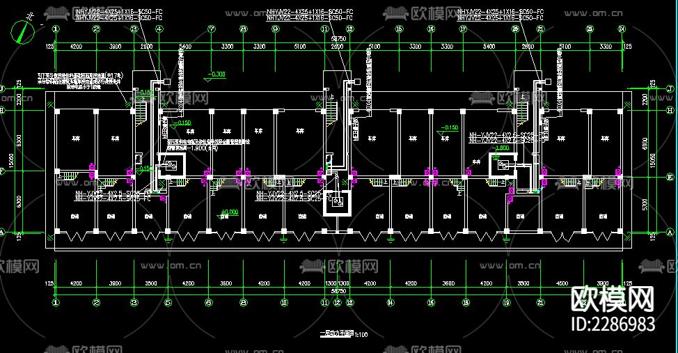 某小高层商住楼电气CAD施工图下载（渲染图8）