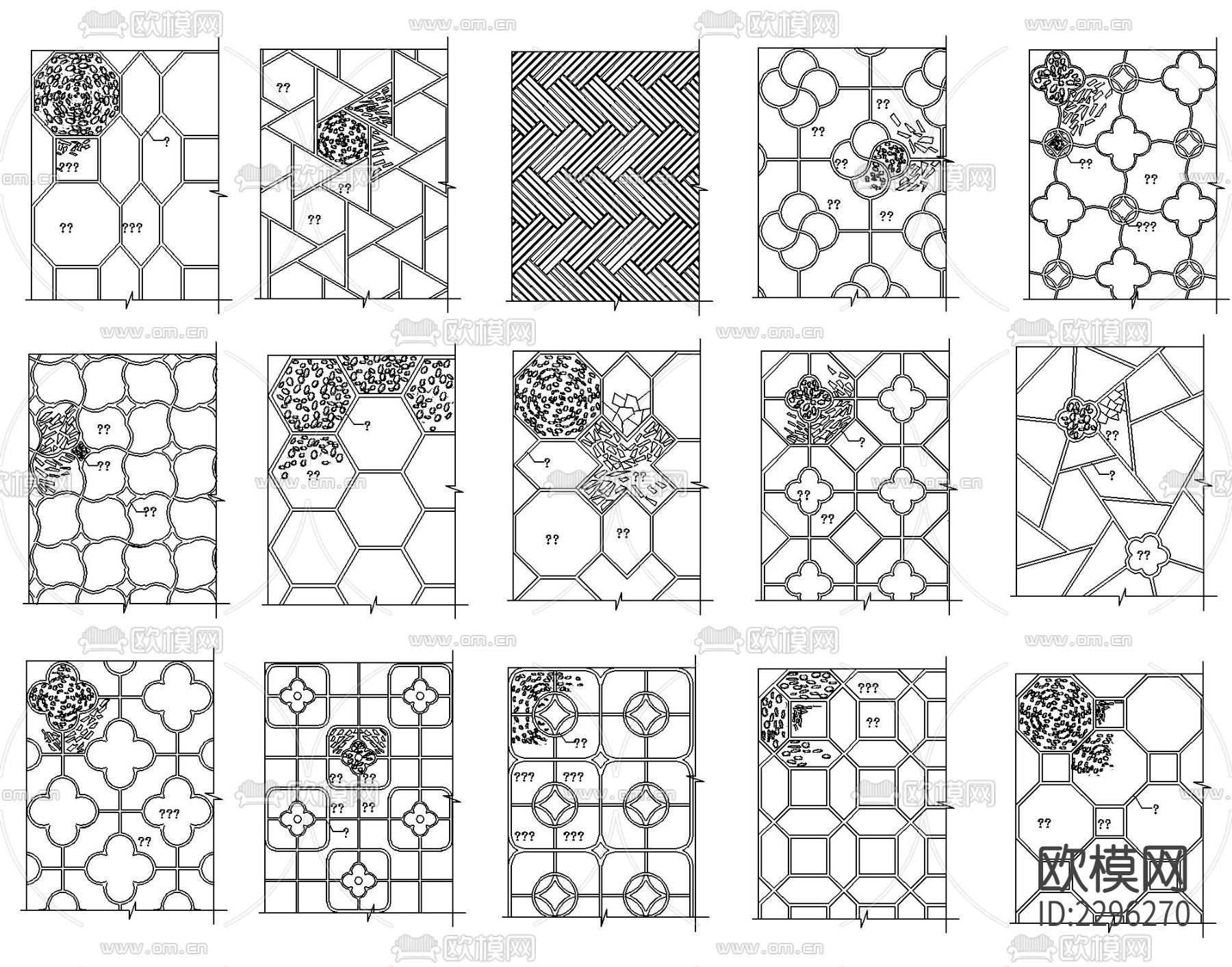 地面铺装常用CAD图库下载（渲染图1）