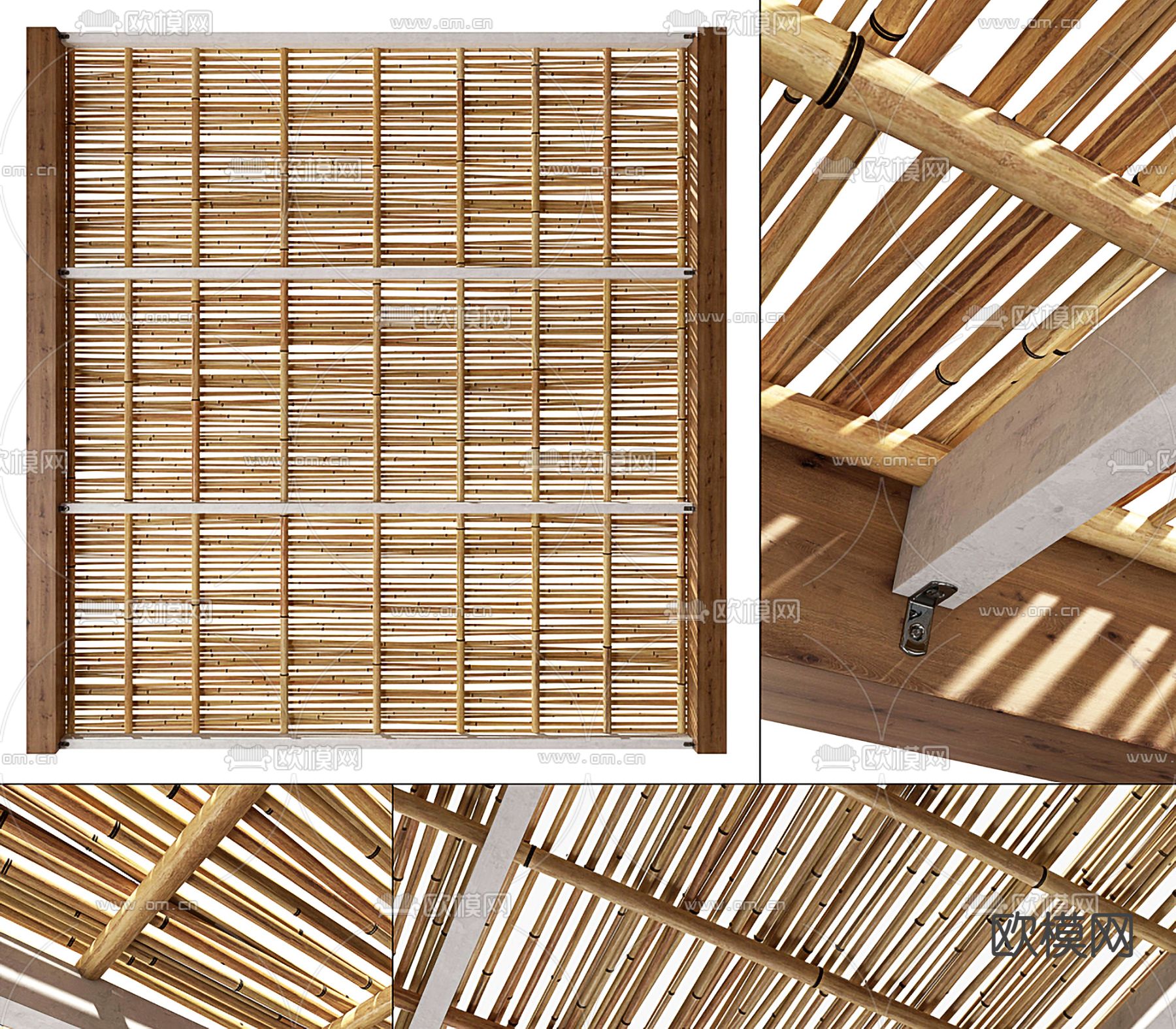 自然风竹子 竹竿 竹排3d模型下载（渲染图1）