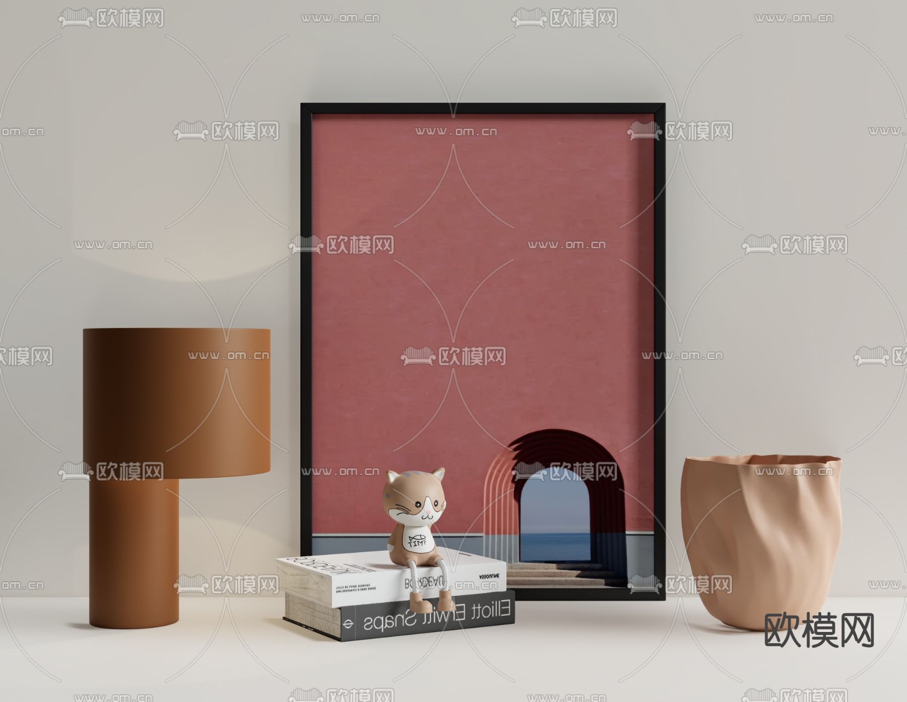 现代书籍画框饰品摆件su模型