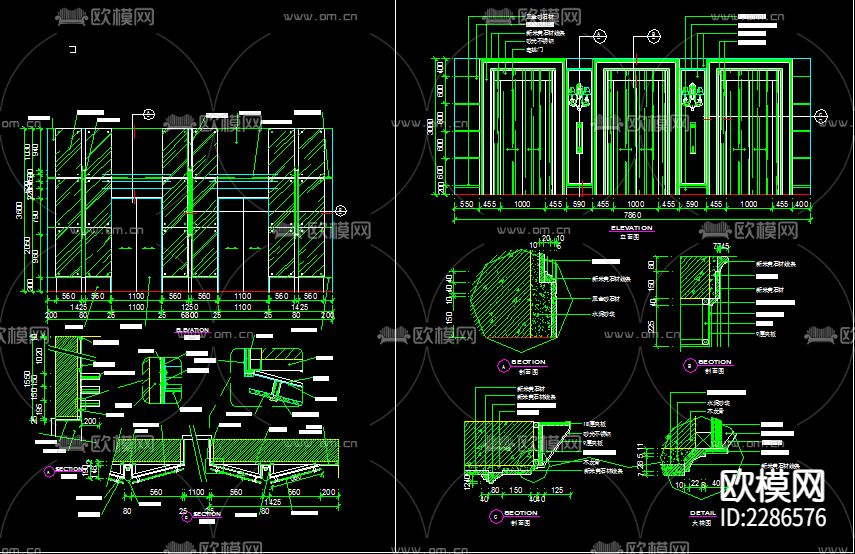 电梯间立面图库cad施工图下载（渲染图7）