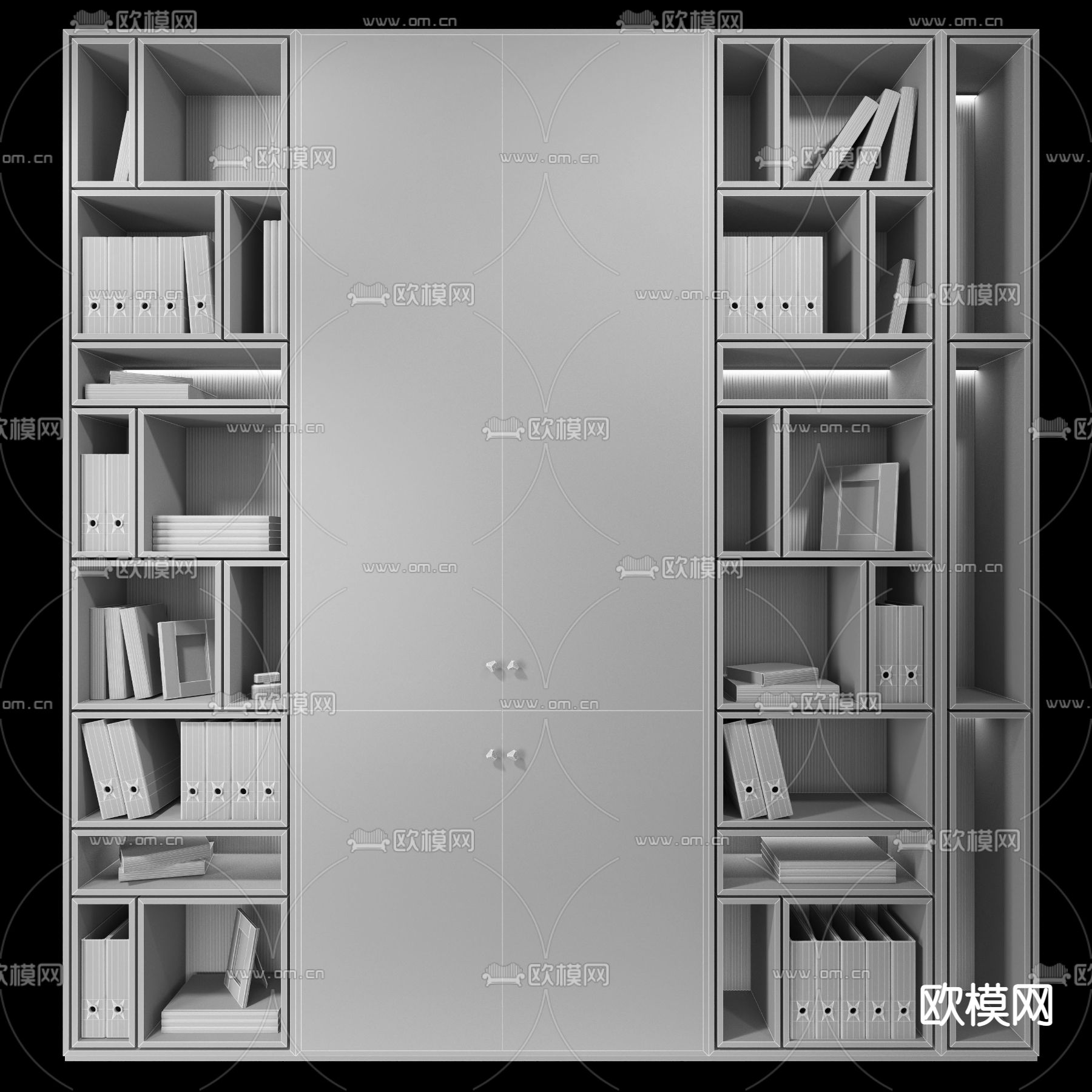 现代办公文件柜 档案柜3d模型下载（渲染图2）