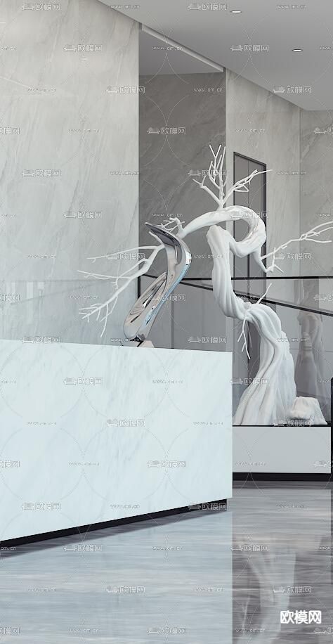 现代商务大堂 写字楼大厅免费3d模型下载（渲染图4）