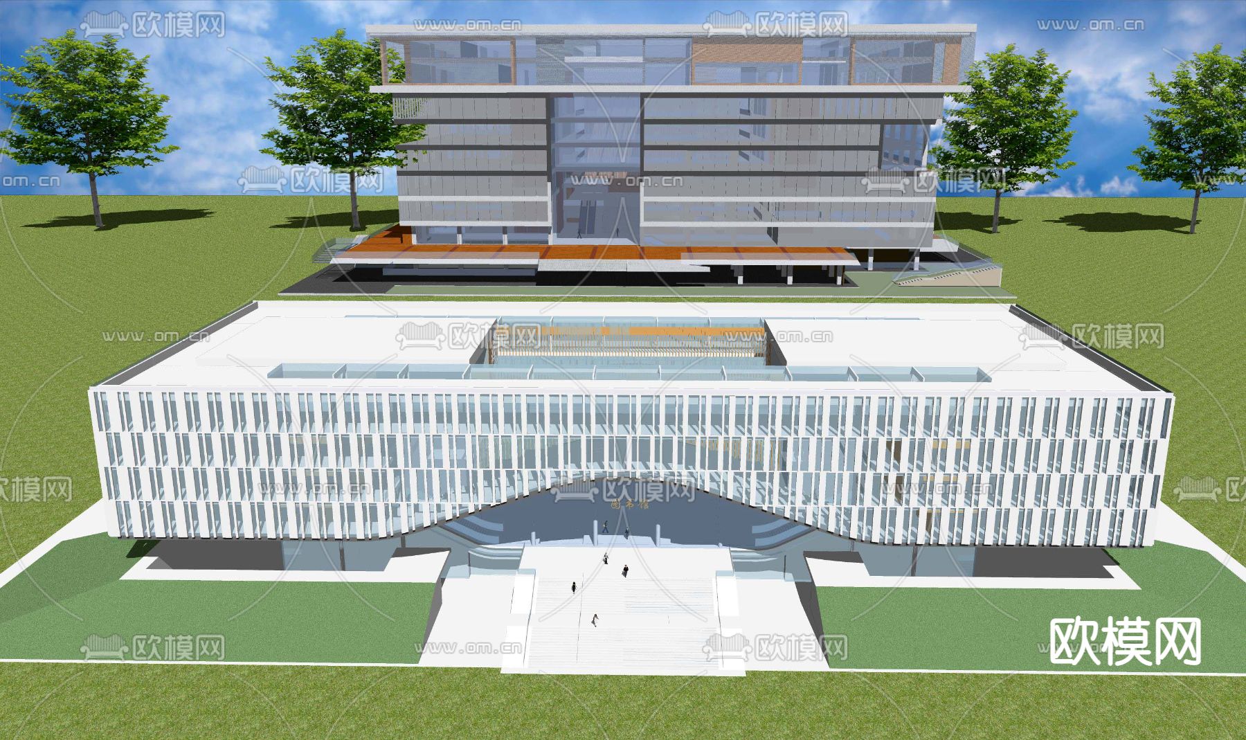现代图书馆 艺术展厅纪念馆su模型下载