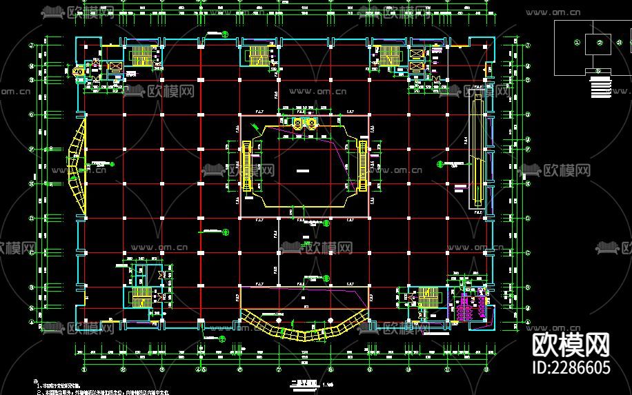 商场建筑外观平面规划cad施工图-免费3dmax模型库-欧模网