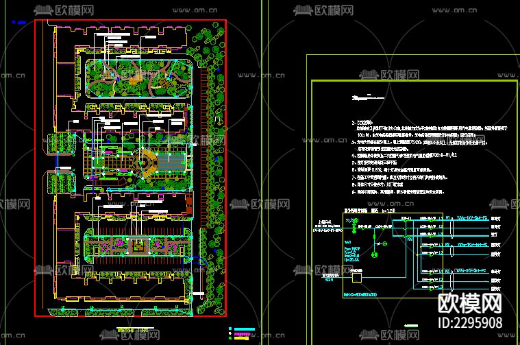 小区照明电路CAD施工图-免费3dmax模型库-欧模网