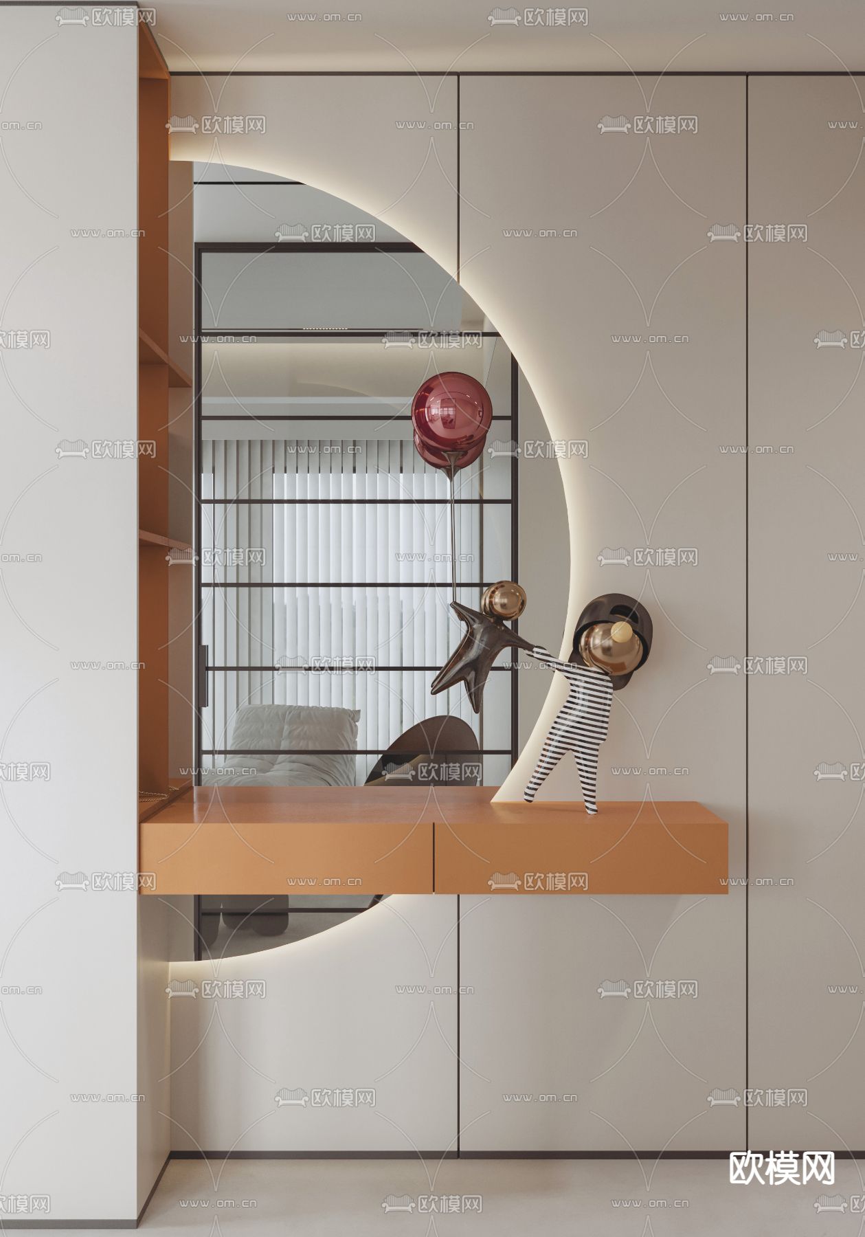 现代大平层客餐厅3d模型下载（渲染图4）