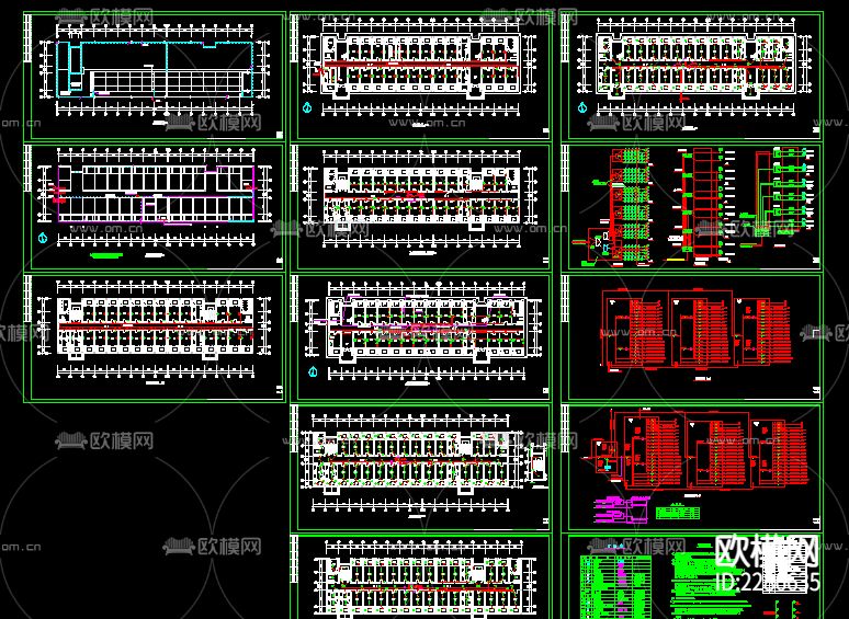 学生公寓楼电气设计cad施工图下载（渲染图1）
