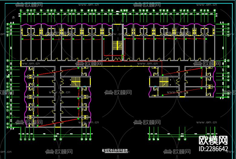 学生宿舍强弱电设计cad施工图下载（渲染图5）