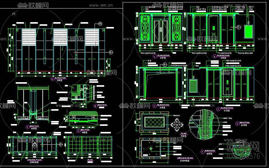 电梯间立面图库cad施工图下载（渲染图3）
