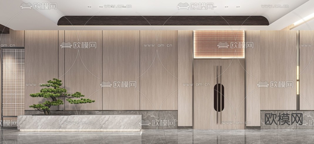 现代酒店大堂3d模型下载_ID12125486_3dmax免费模型-欧模网