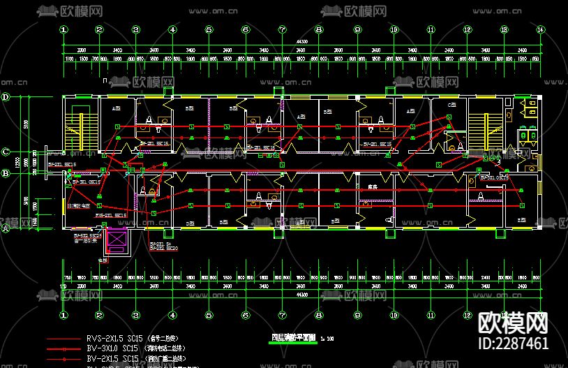 宾馆电气CAD施工图下载（渲染图2）
