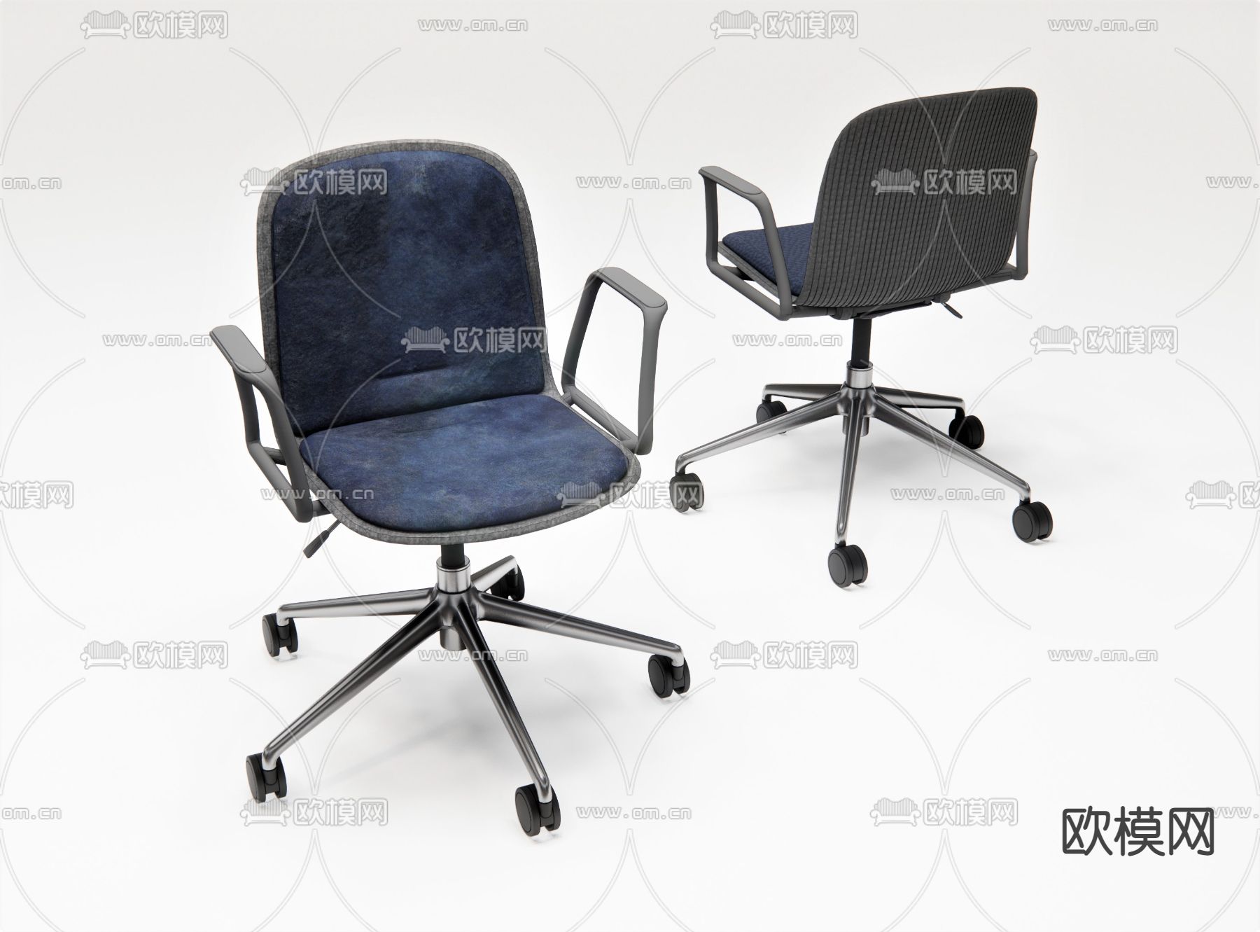 北欧滚轮扶手办公椅su模型下载（渲染图1）