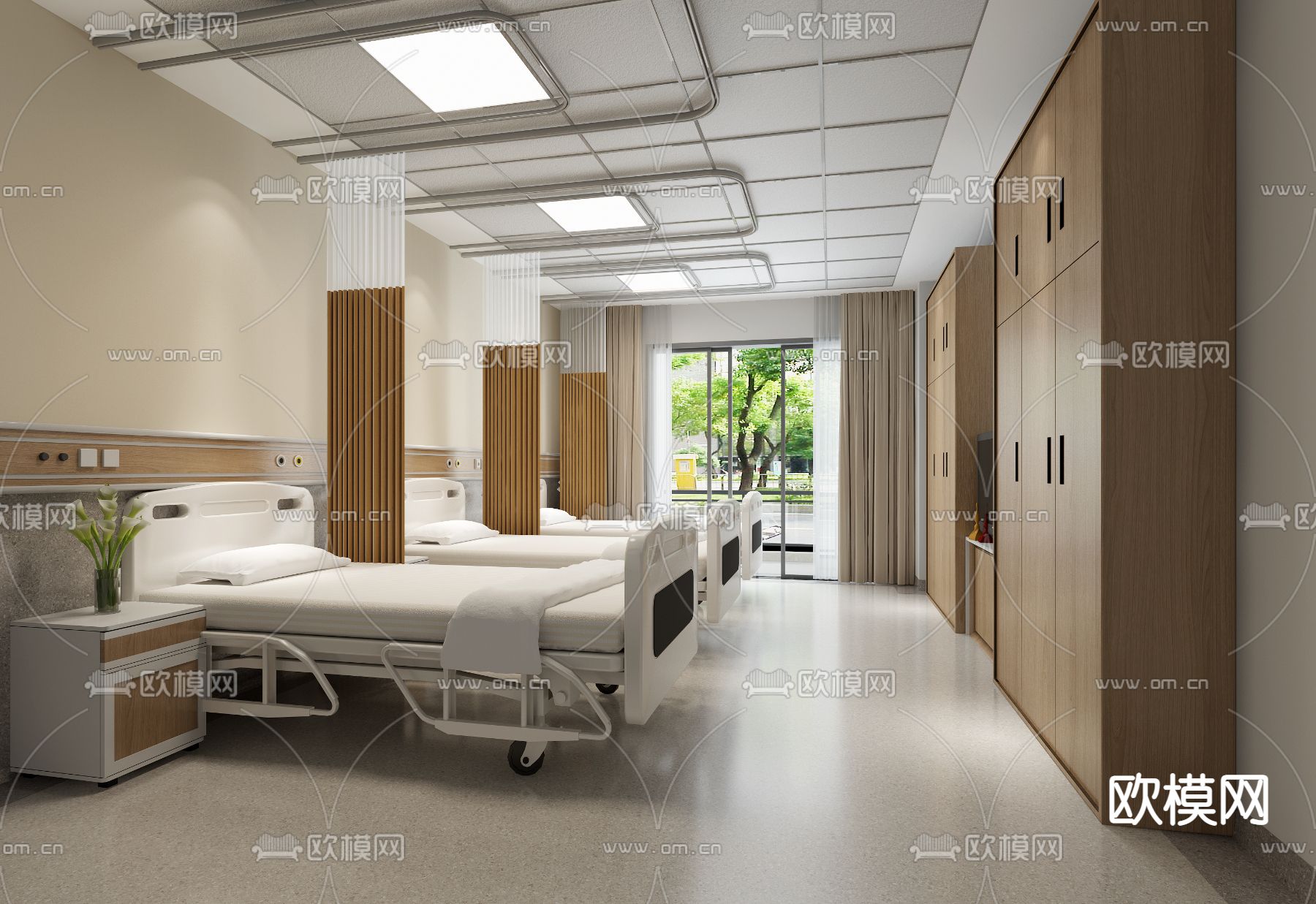 现代医院病房3d模型下载