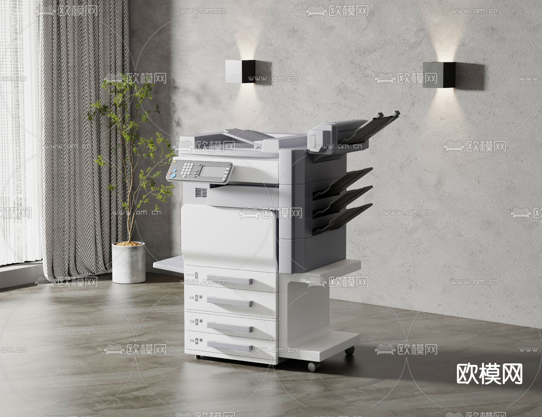 现代打印机 复印机3d模型下载