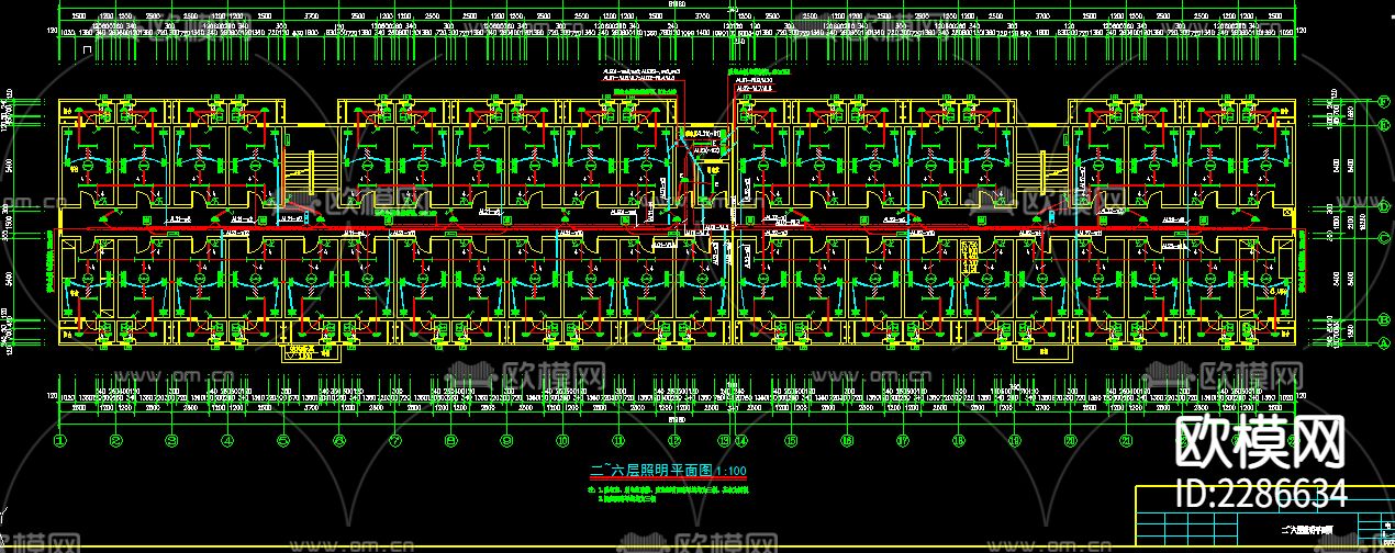 大学六层学生公寓全套电设计cad施工图下载（渲染图5）
