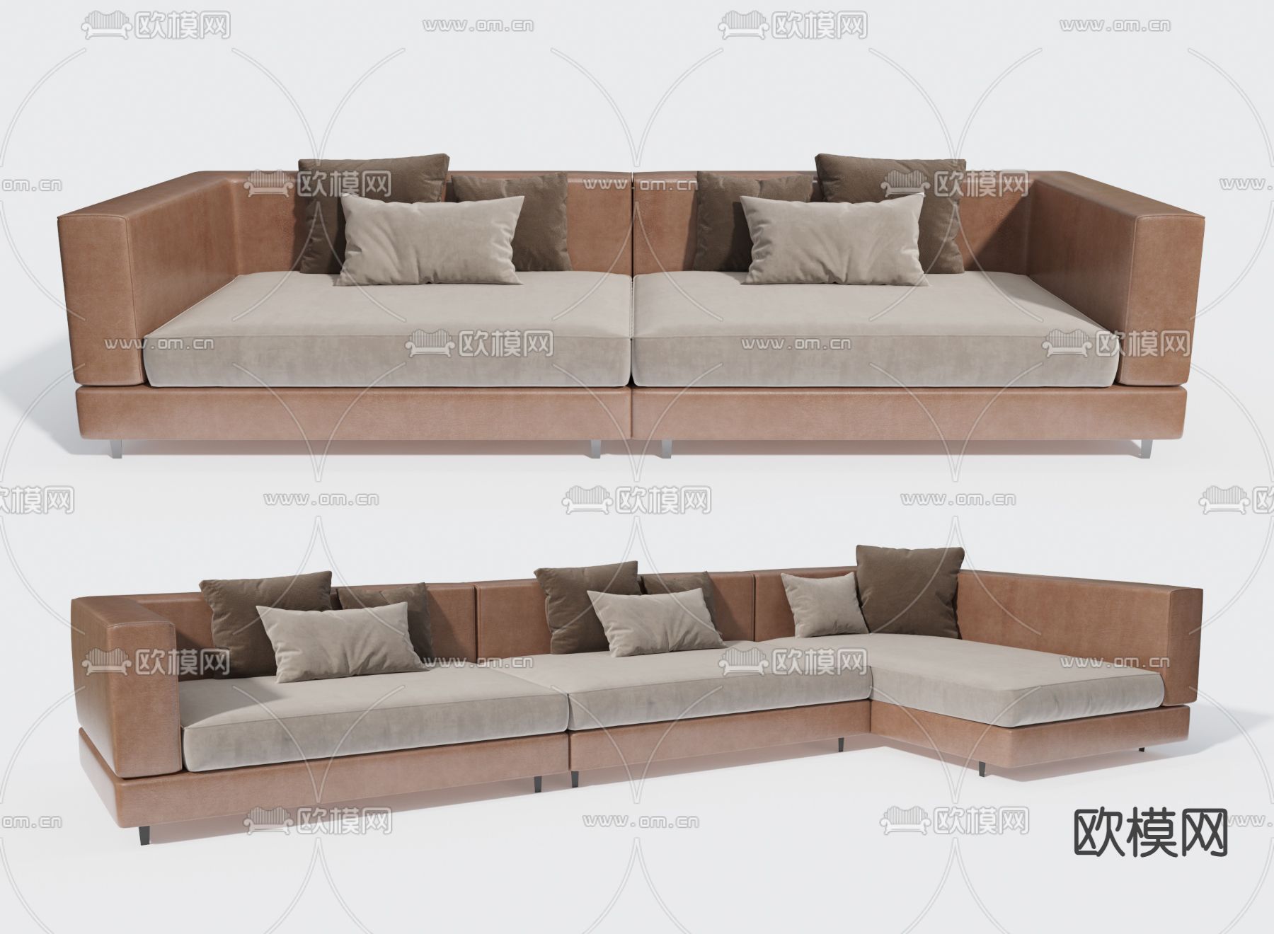 现代转角沙发 双人沙发3d模型下载