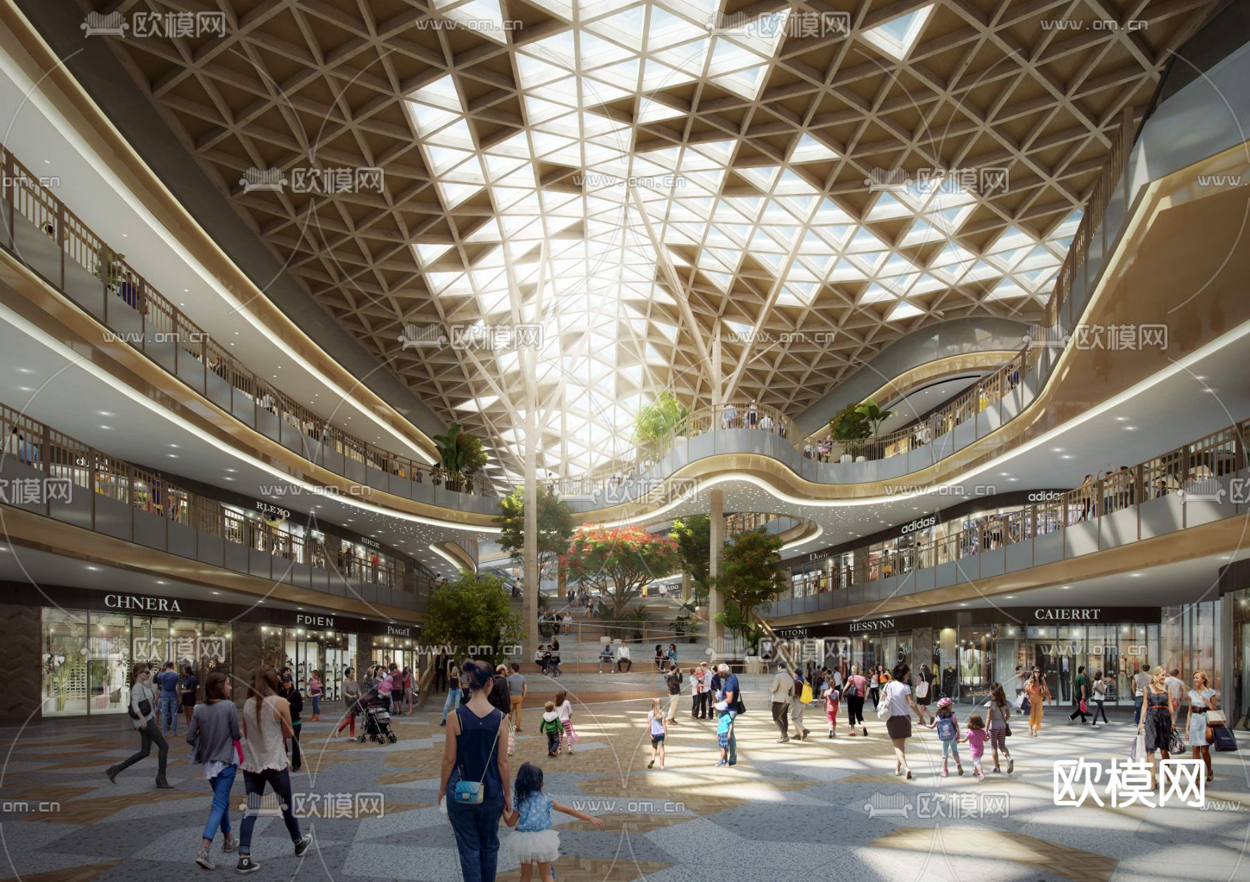 现代商场超市 商城3d模型下载_ID12120731_3dmax免费模型-欧模网