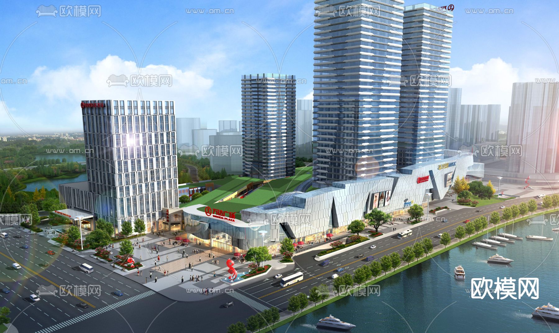 现代万达广场外观鸟瞰psd下载