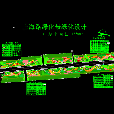  綠化帶平面規(guī)劃cad施工圖 