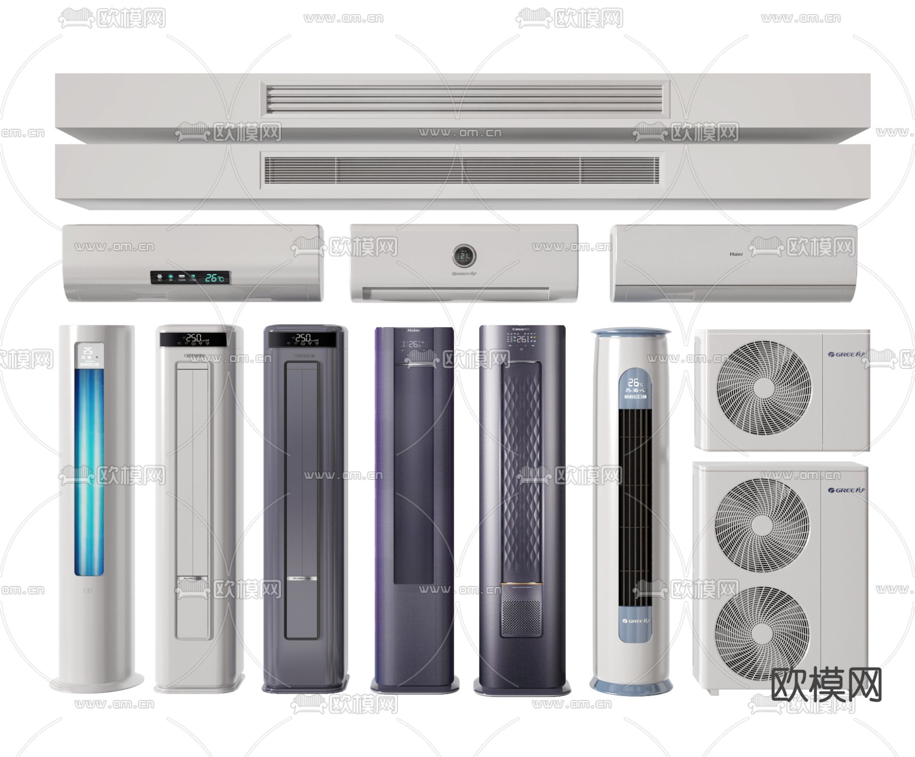 立式空调 中央空调 空调外机3d模型下载