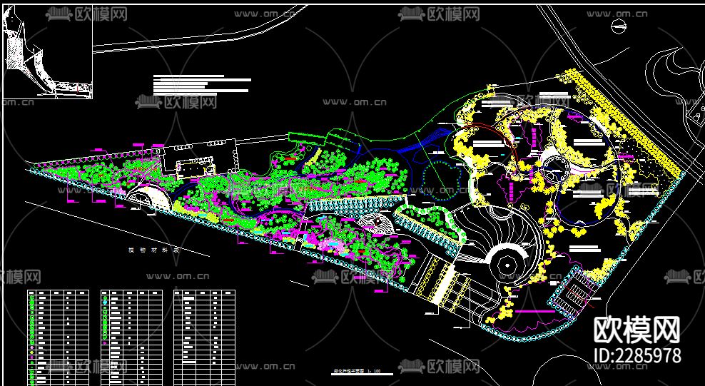 公园植物配置CAD施工图下载