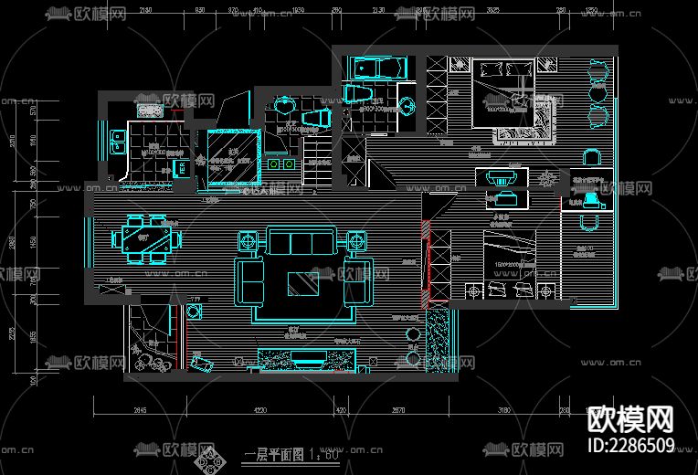 室内装修全套设计CAD施工图下载（渲染图6）