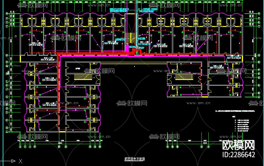 学生宿舍强弱电设计cad施工图下载（渲染图2）