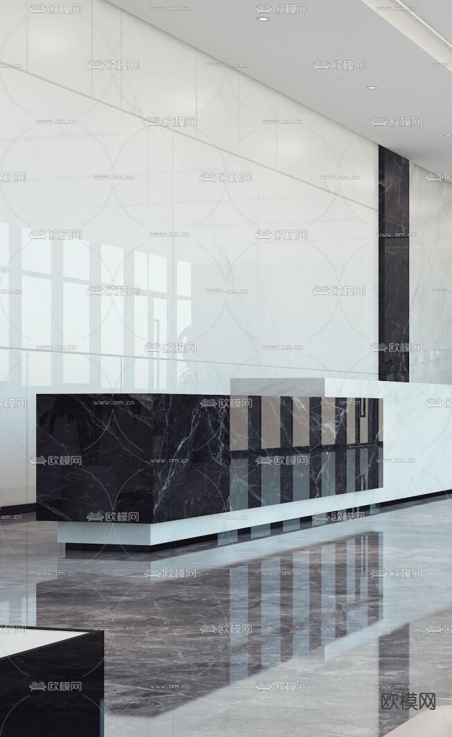 现代商务大堂 写字楼大厅免费3d模型下载（渲染图2）